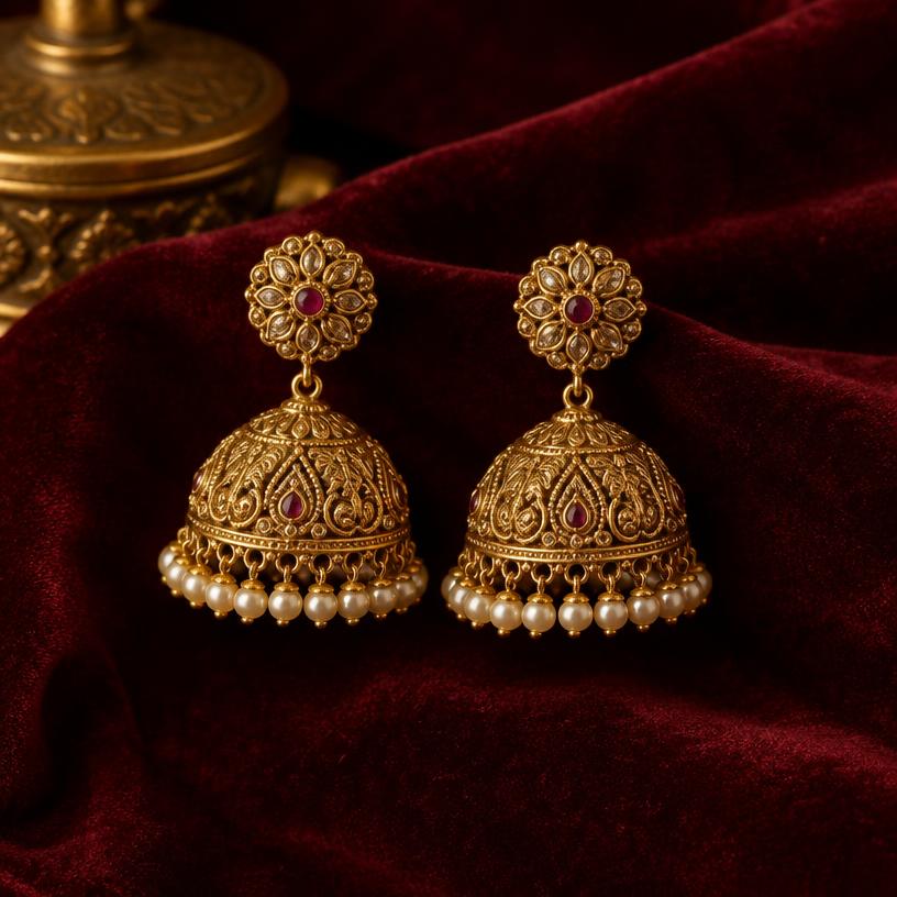 Vageshwari gold earrings